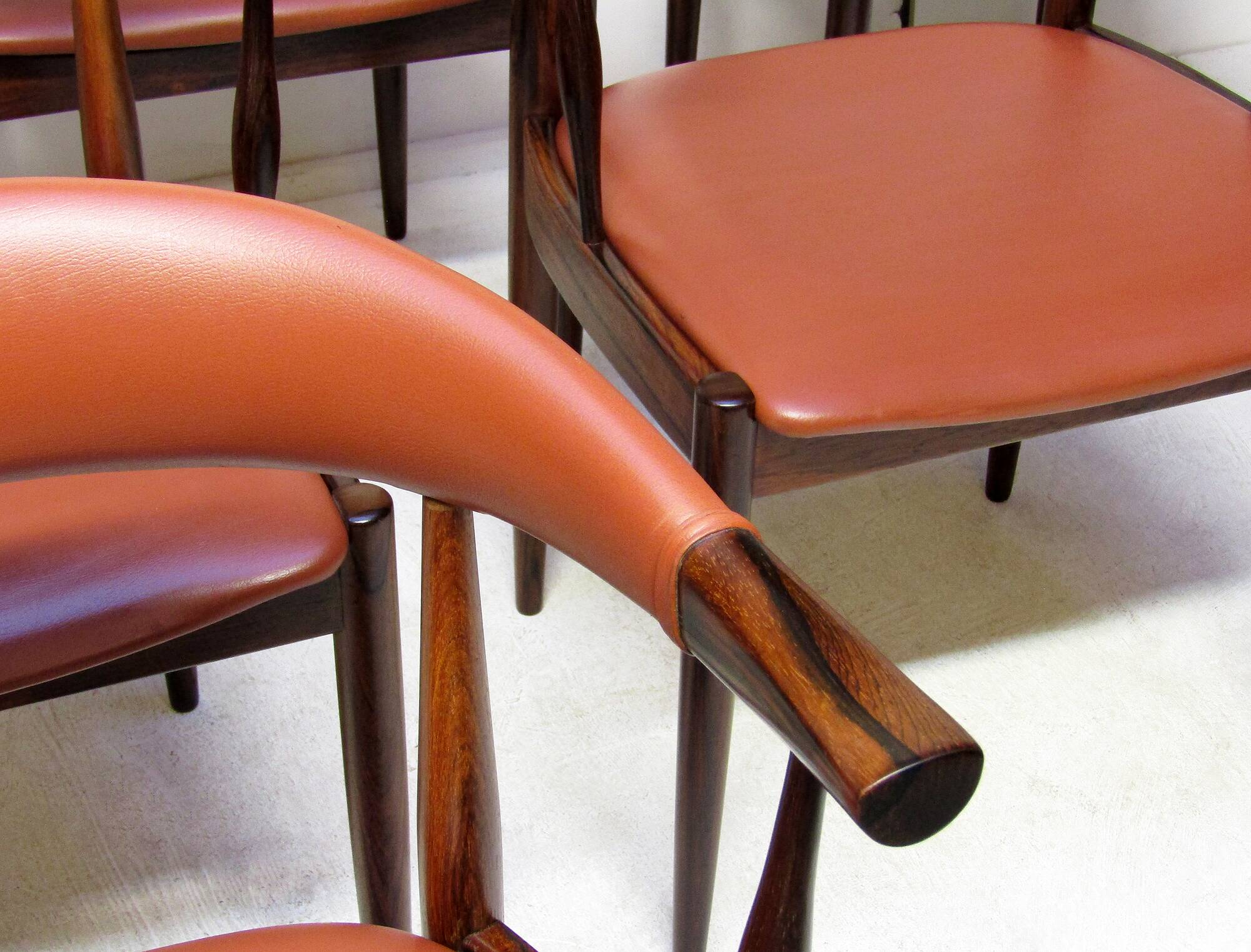 Eight Danish Cow Horn "Model 12" Chairs in Rosewood by Johannes Andersen