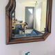 Large wooden wall mirror - wavy carving and natural patina