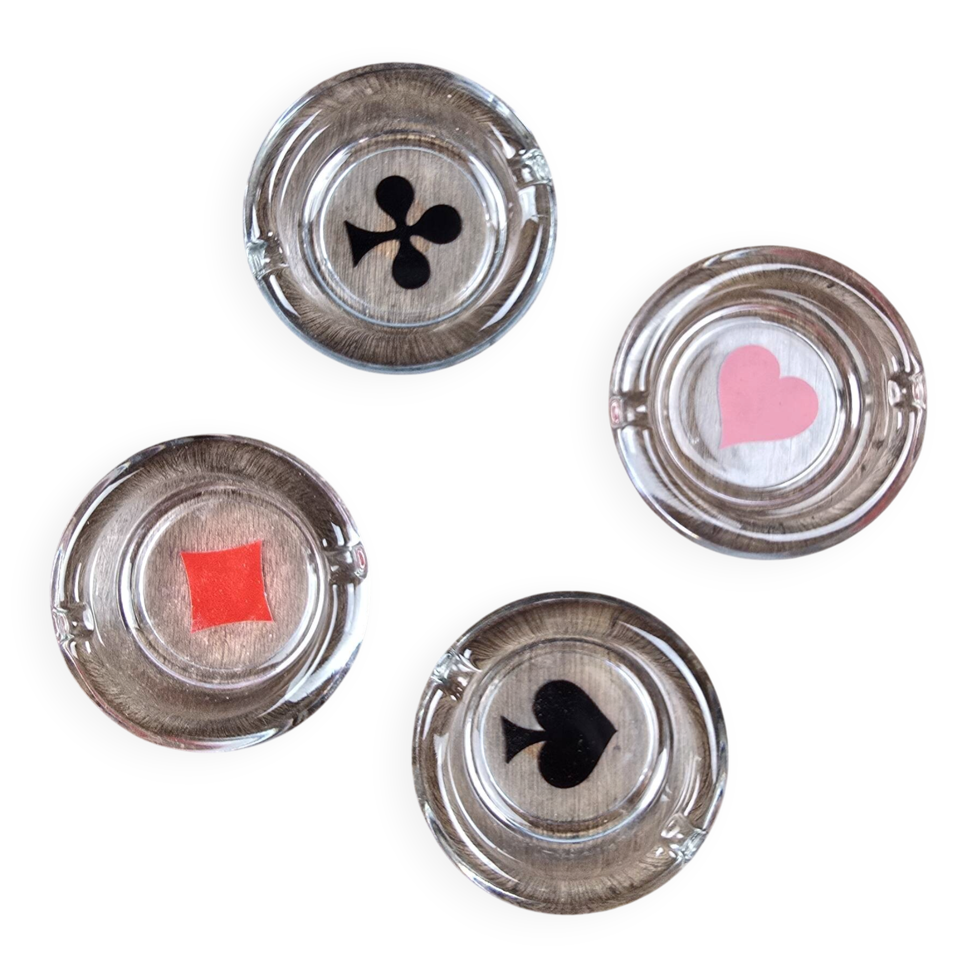 Set of 4 mini ashtrays Poker Set Bormioli Rocco in glass