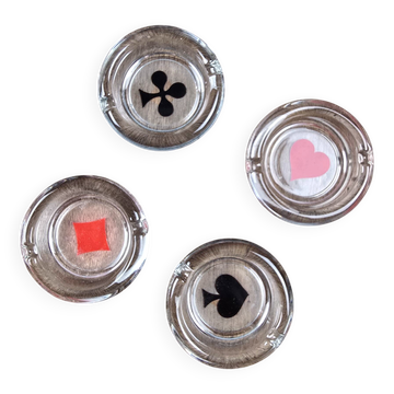 Set of 4 mini ashtrays Poker Set Bormioli Rocco in glass