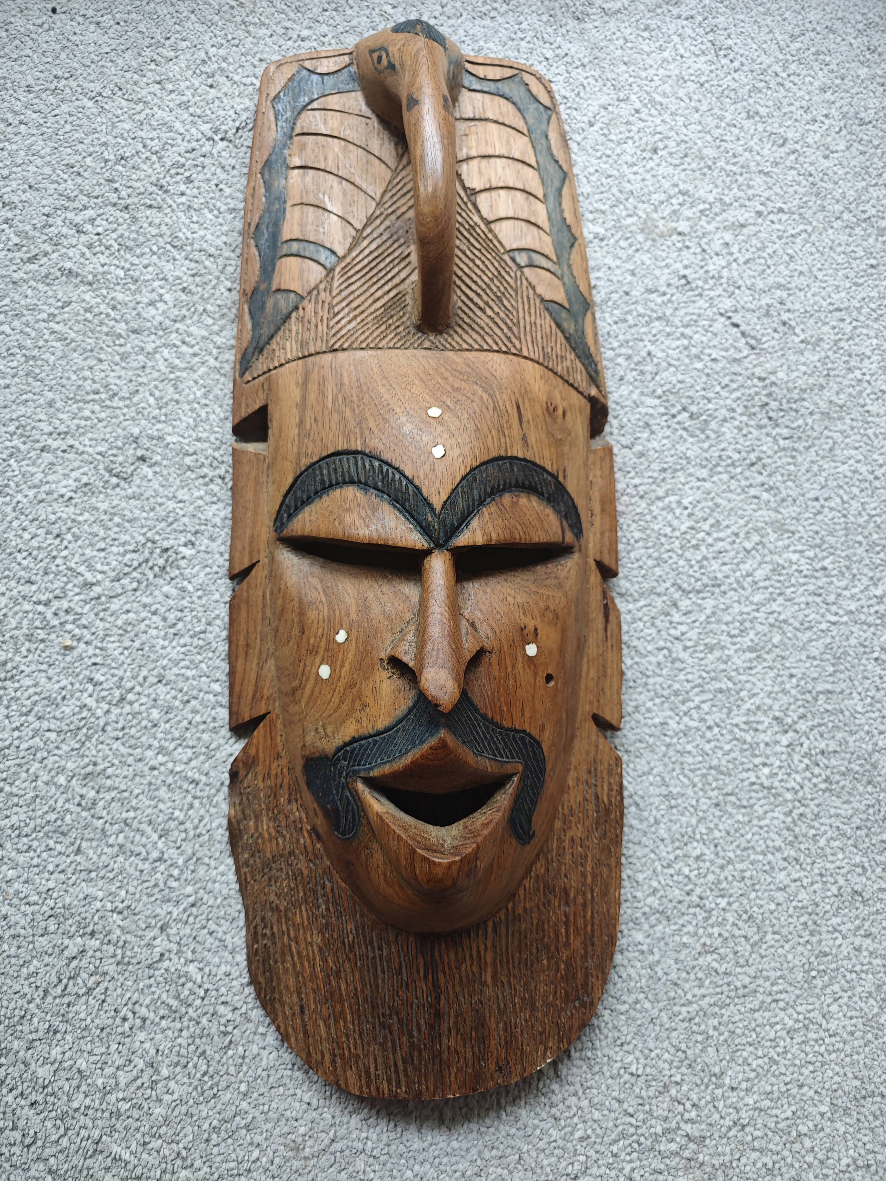 African Mask in Hand-Carved Wood