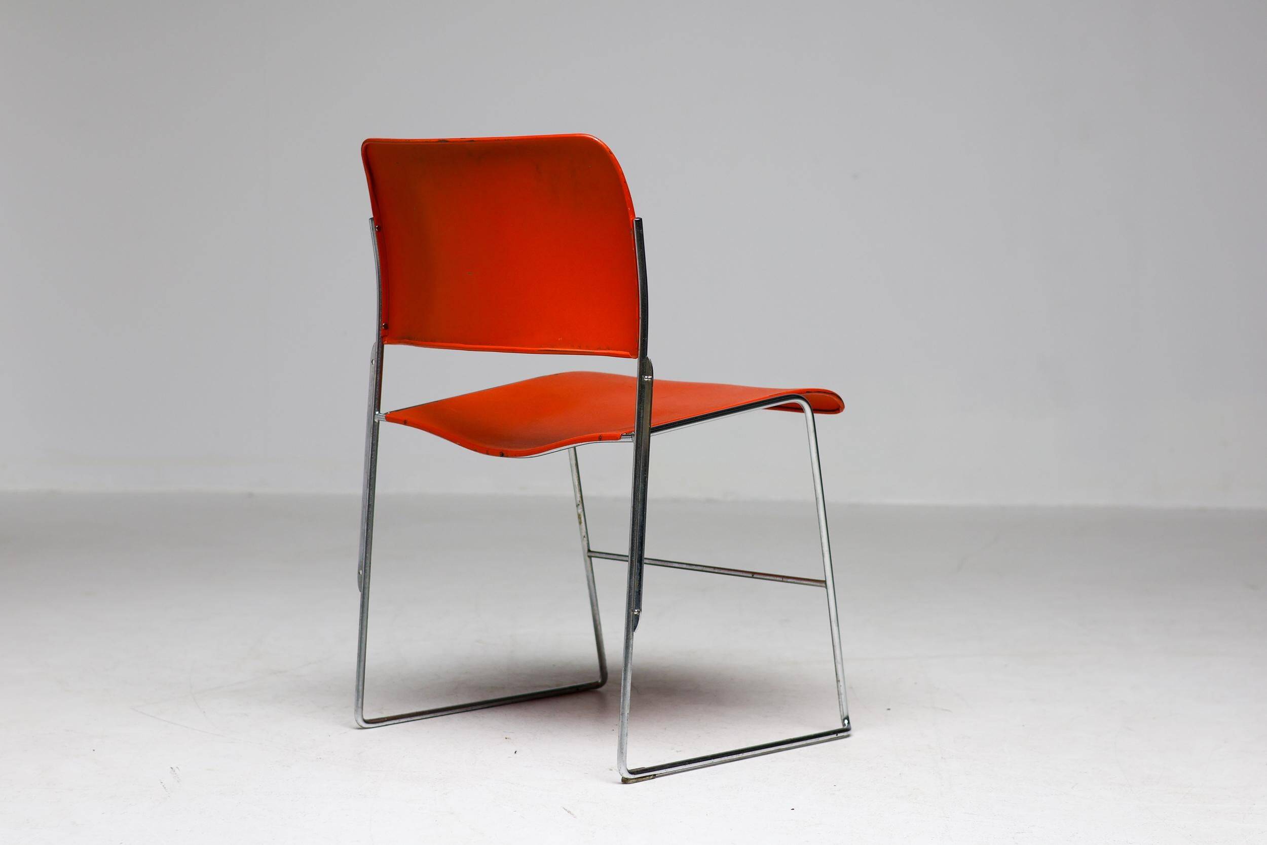 Chairs 40/4 by David Rowland - Red and Brown, Vintage 1970s, Made in the USA
