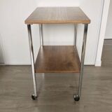 Desserte vintage en bois et chrome