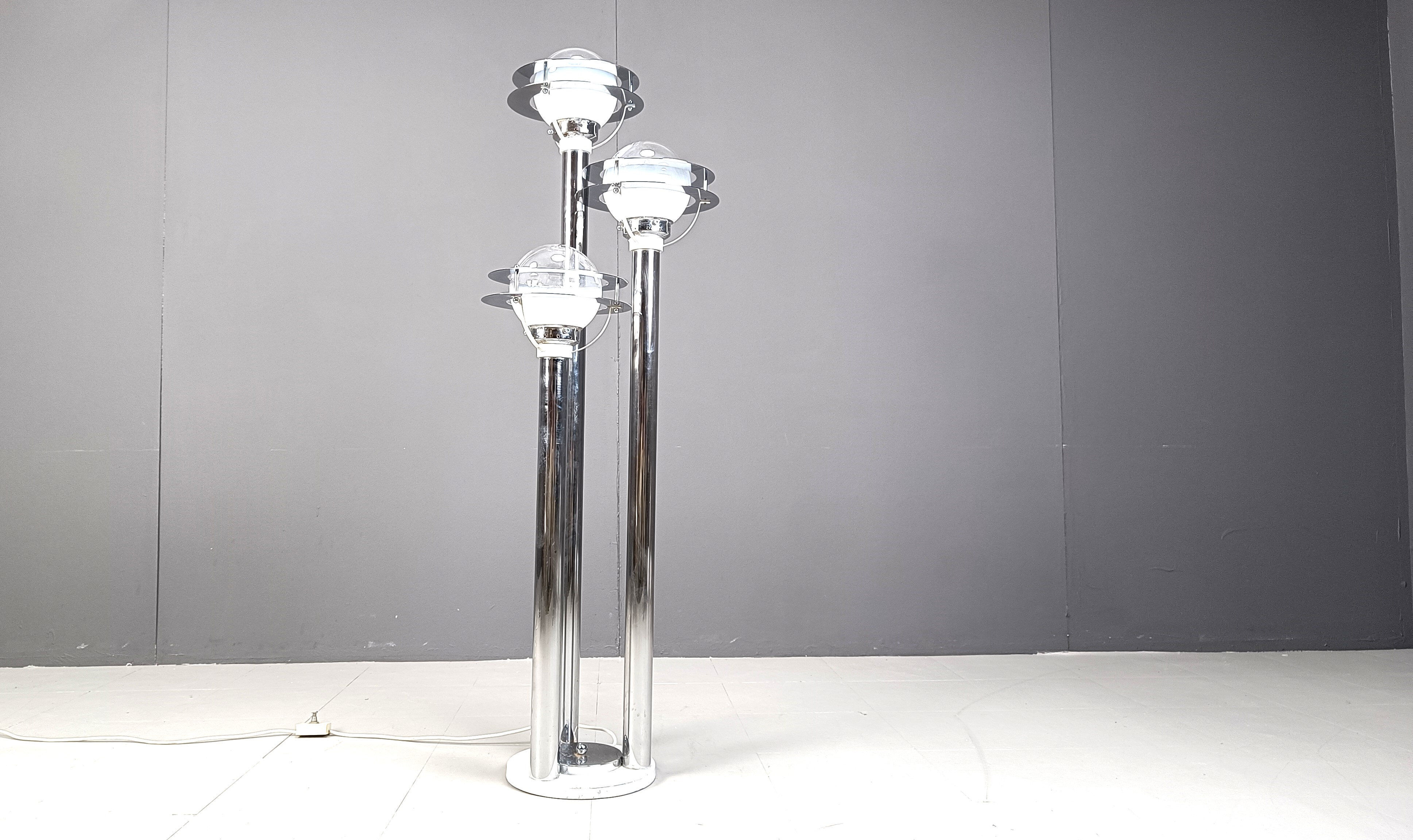 Space age chromed and glass floor lamp, 1970s