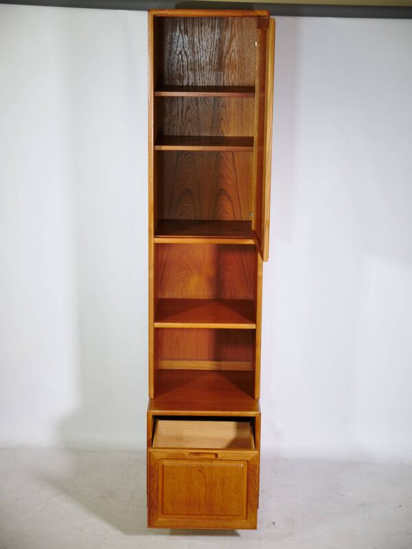 Meuble modulaire étroit en teck, étagère 3, design Skandi, années 1970