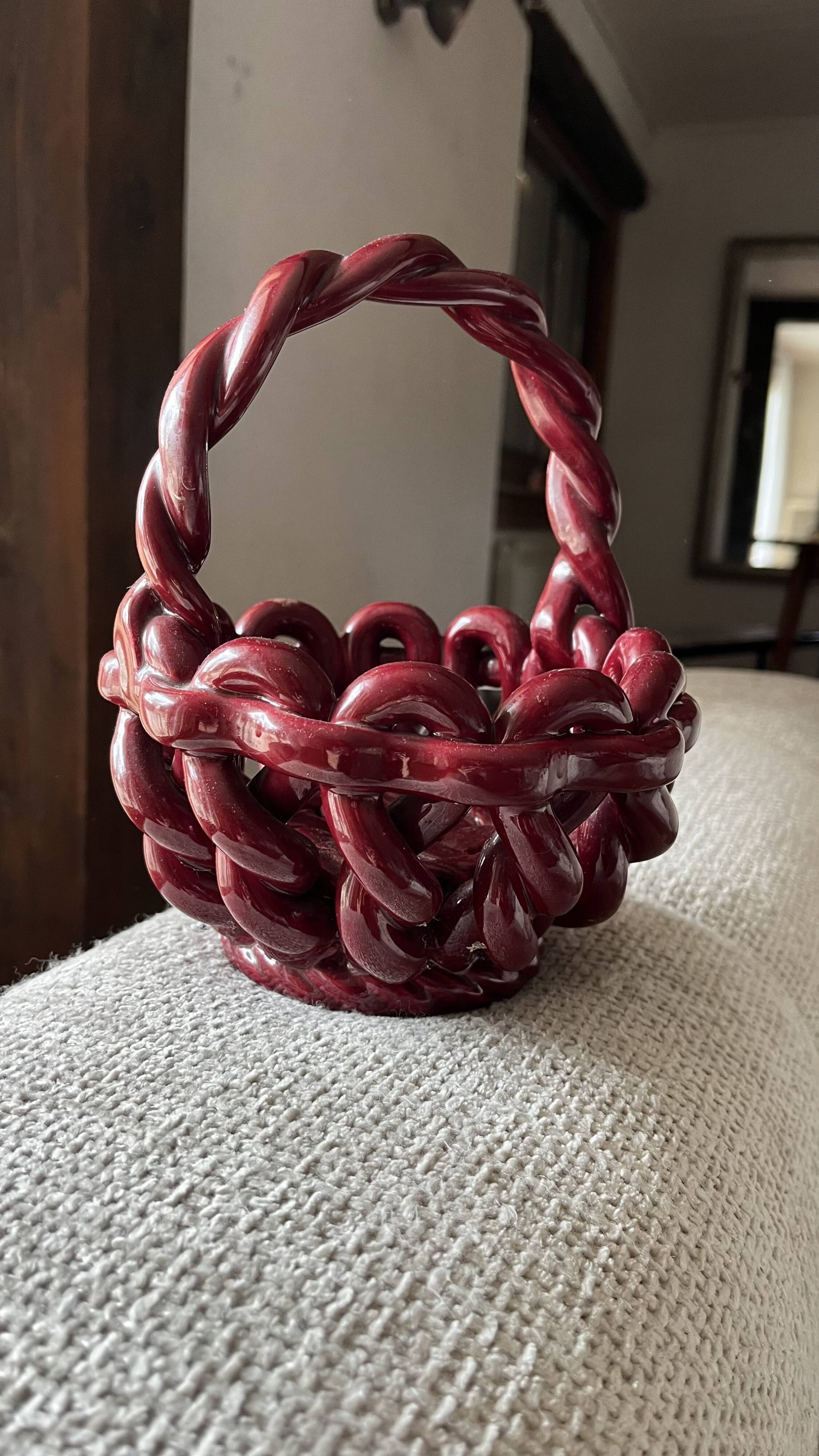 Bordeaux Woven Glazed Ceramic Fruit Basket