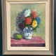 Original Swedish Oil on Canvas – “Asters in a Ceramic Vase” by Eric Lundgren – Signed – Vintage and Framed – 60 × 54 cm (23.6" × 21.3")