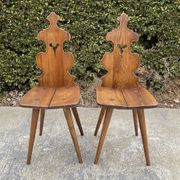 Pair of vintage Tyrolean chairs in solid wood