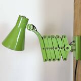 Green Industrial German Scissor Wall Lamp from Kaiser Leuchten, 1960s