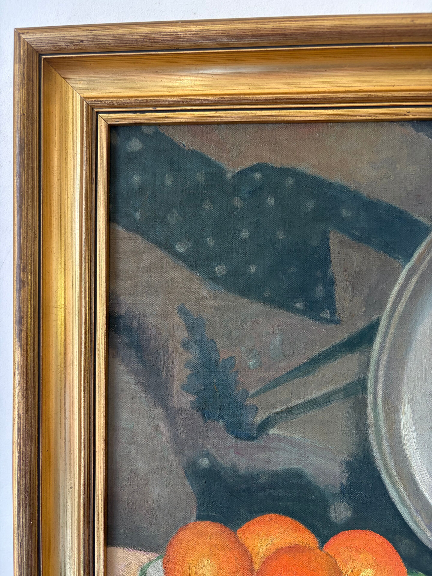 Still life on checked tablecloth, oil on canvas signed N Bonté.