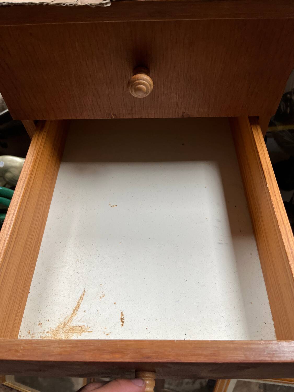 Vintage 1950s desk in light wood – compass base