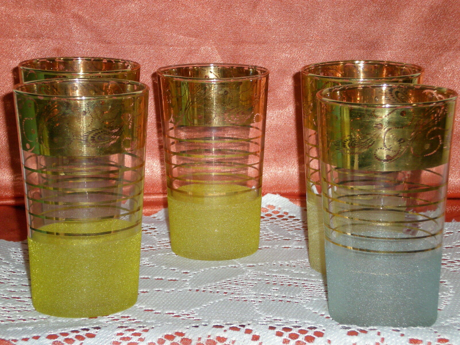 Orangeade glasses in granite glass 1960