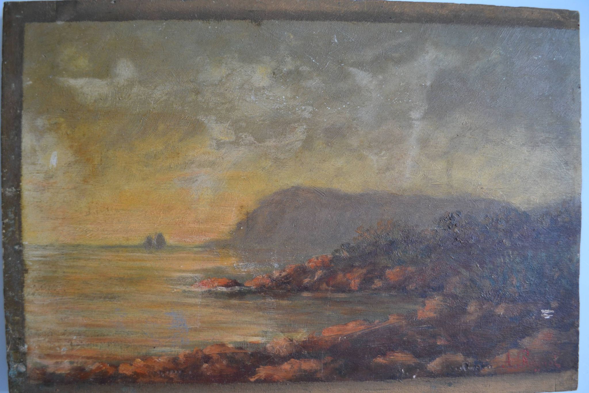 Old seaside painting HSP marine painting signed A. Raynal