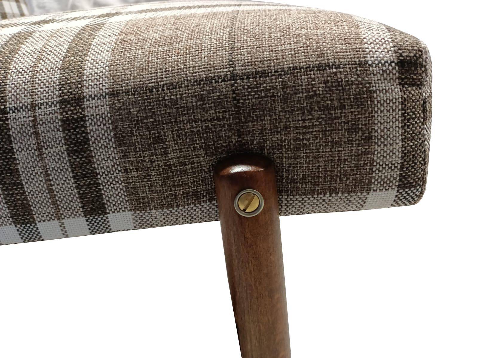 Beige checked fabric armchair in mid-century style, Europe, 1960s