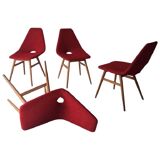 Midcentury hungarian chairs, side chairs by Judit Burian and Erika Szek, 1950s