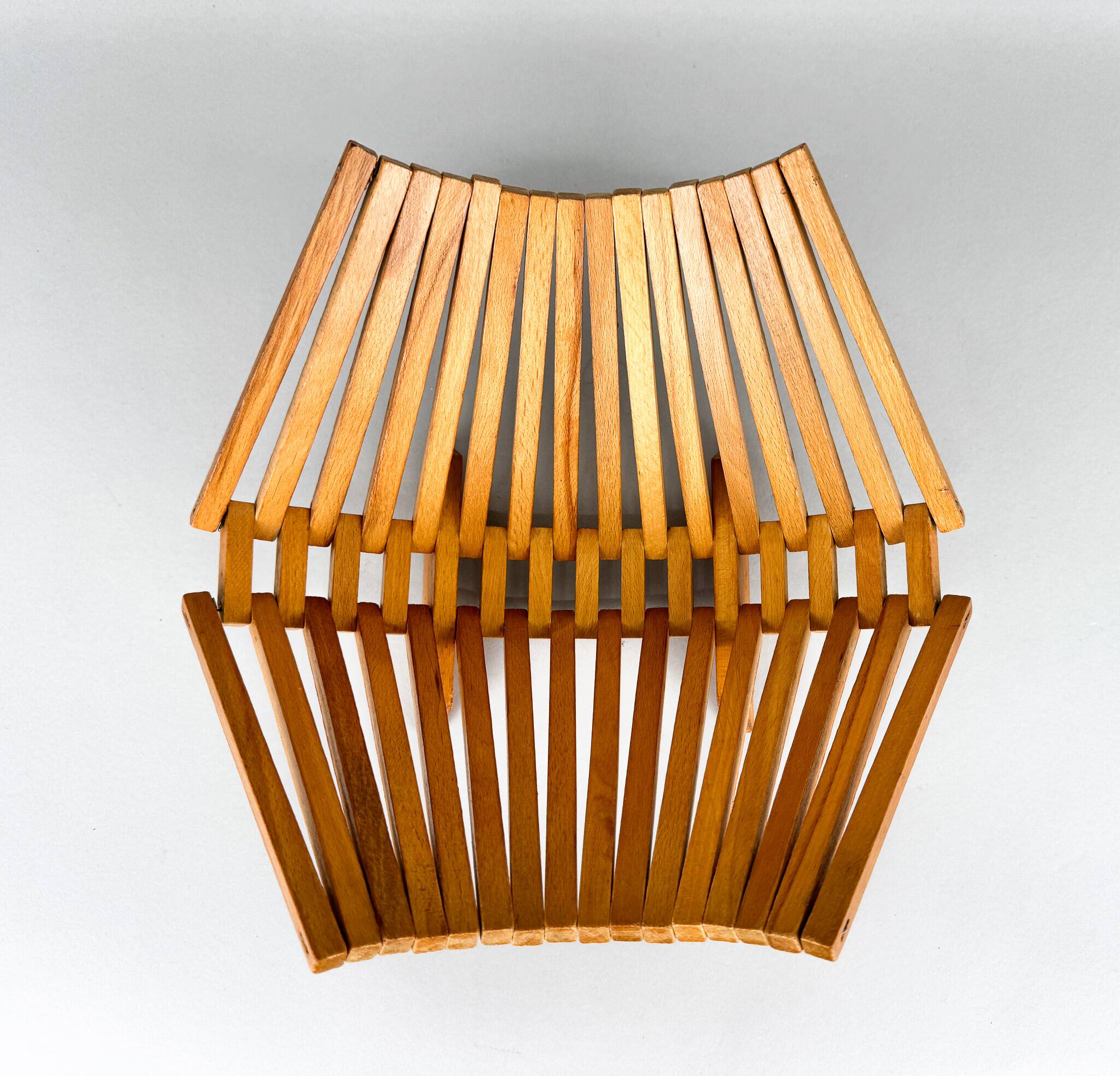 Mid Century Foldable Wooden Fruit Basket, Germany