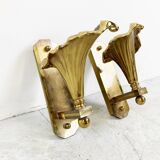 Pair of Bronze flower wall lamps, 1970s