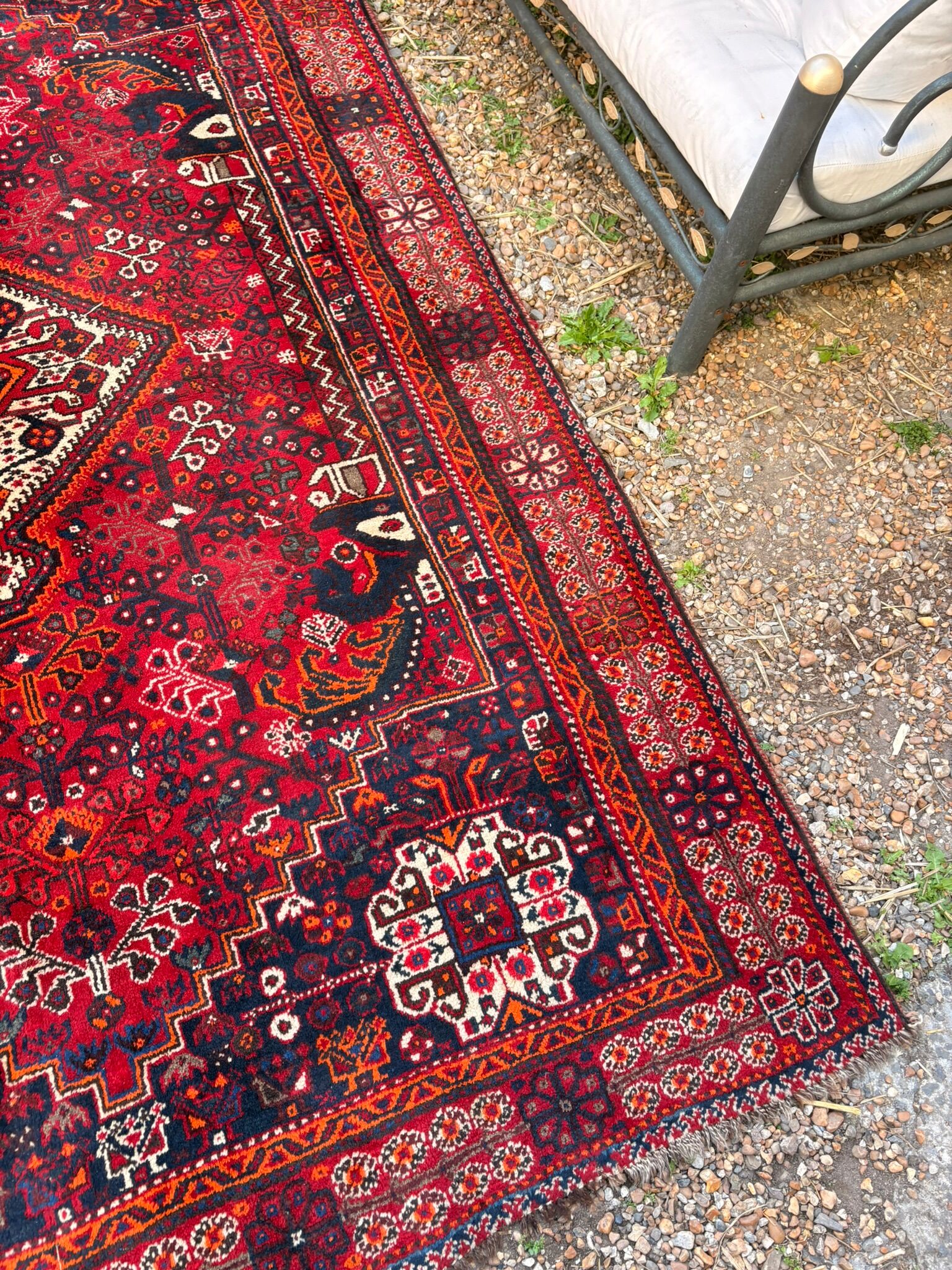 Ancient Persian Shiraz Rug 200x140 Wool Handmade Vintage Boho Chic Iran
