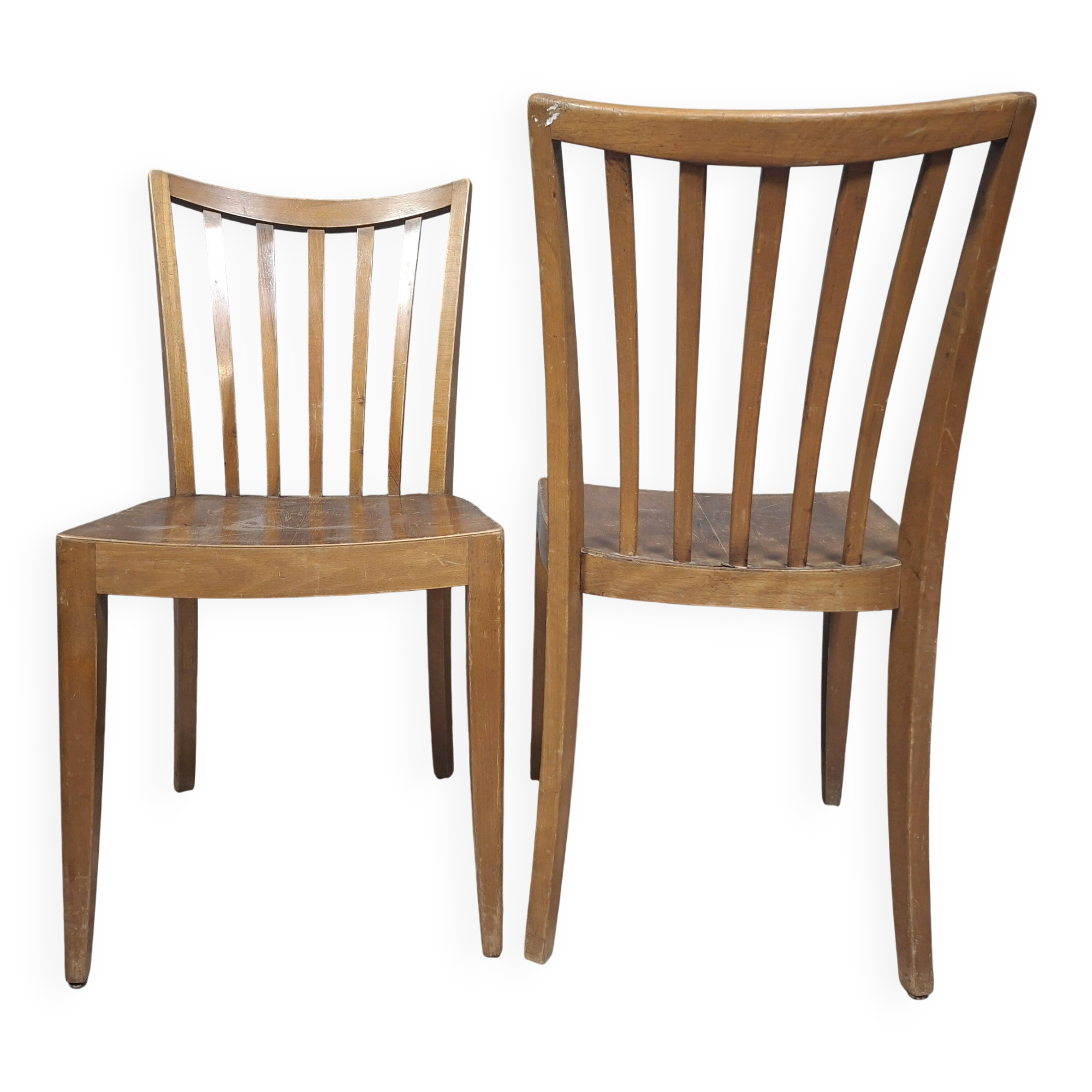 Paire de chaises vintage en bois clair, au design sobre et élégant, ( 1950)