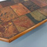 Vintage Brutalist Stone and Oak Coffee Table from the 70s 80s