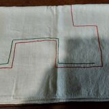 Old linen rectangular tablecloth embroidered hemp canvas 104 x 153 cm