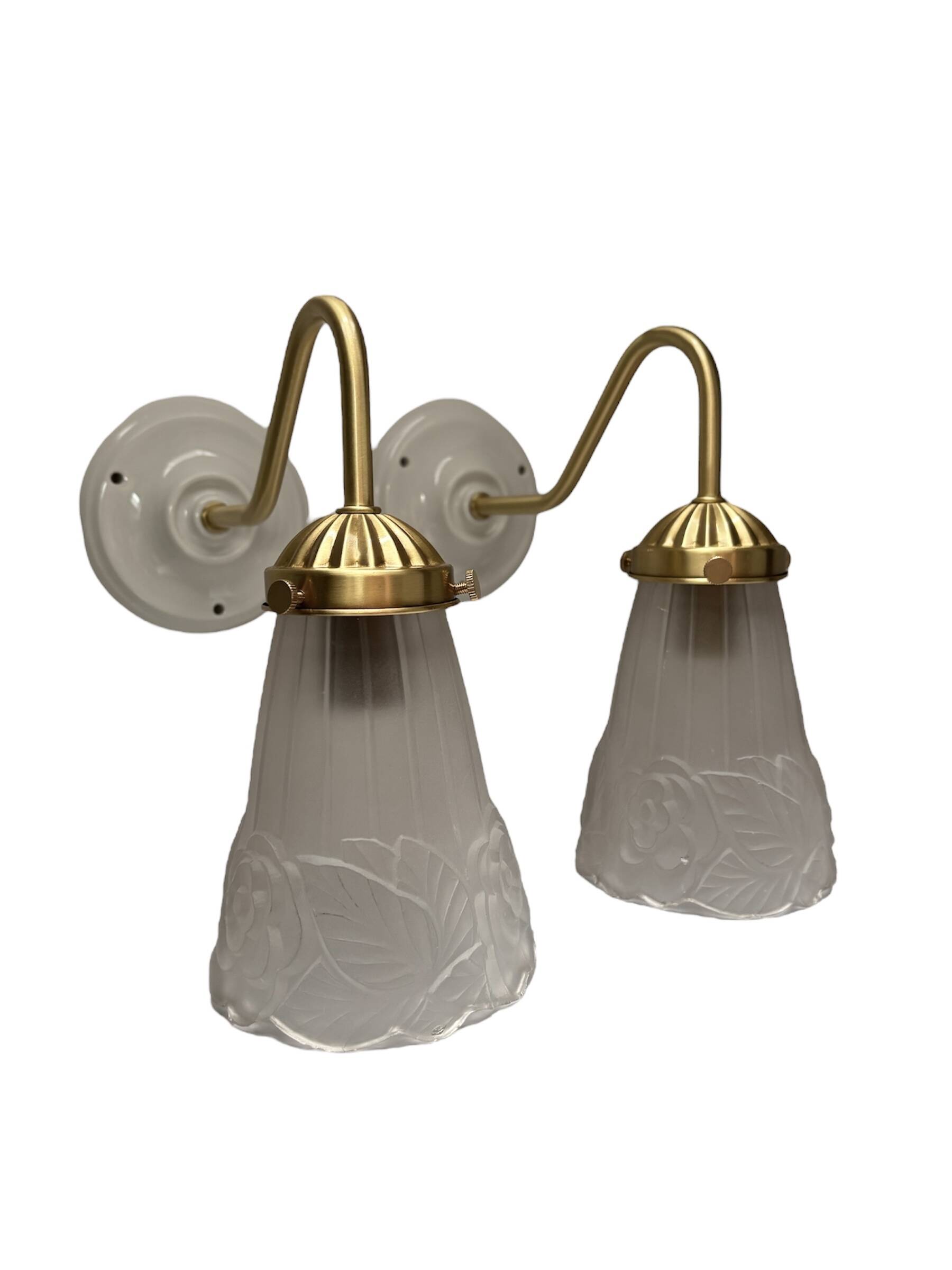 Pair of swan neck wall lights