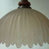 Vintage suspension cut in fluted pale pink opaline glass