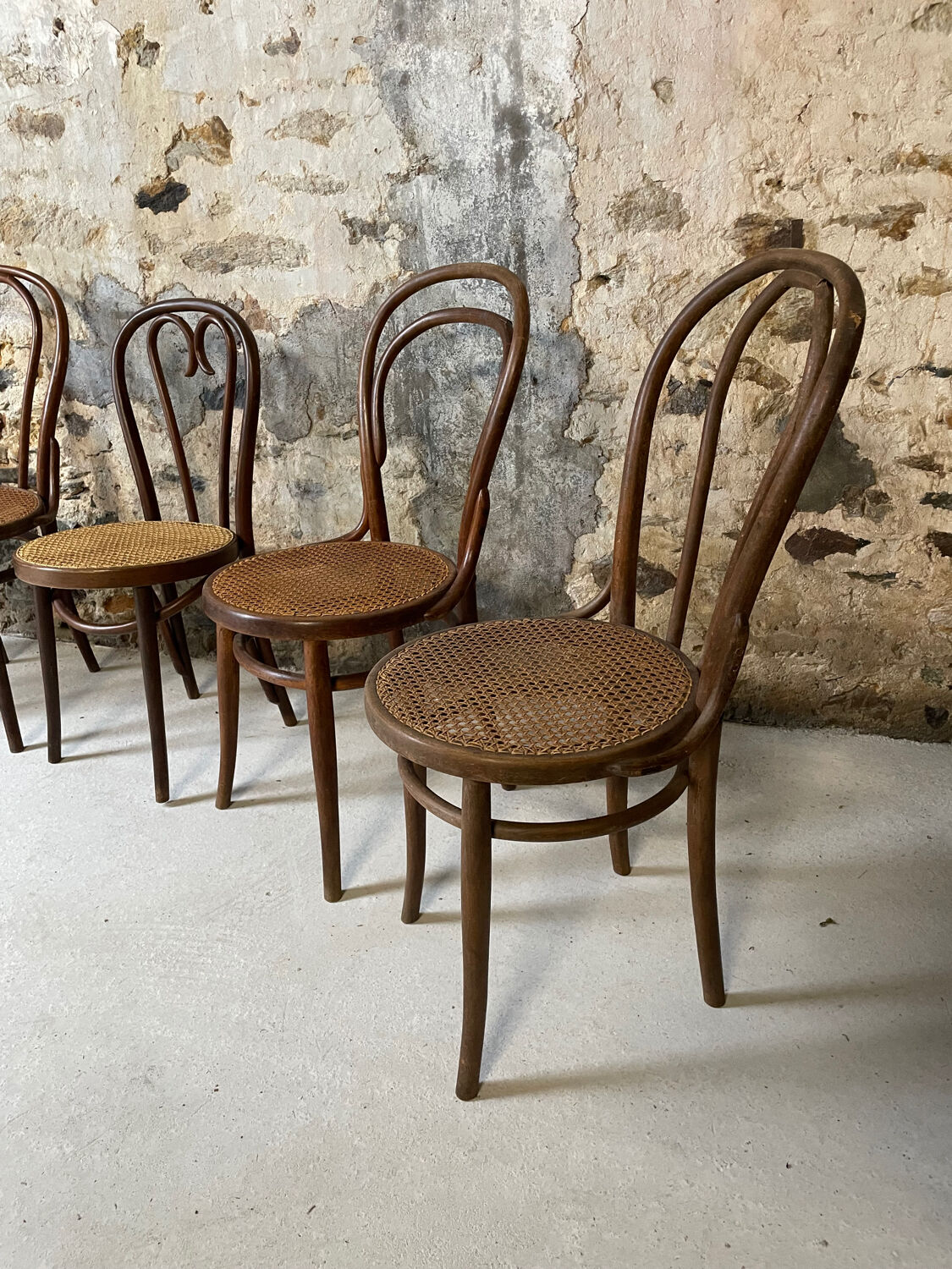 Lot de 5 chaises bistrot bois courbé cannage