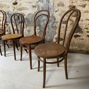 Lot de 5 chaises bistrot bois courbé cannage