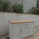 Vintage sideboard in pearl grey patinated oak, wooden top.