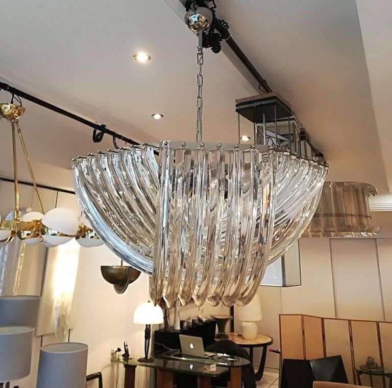 Lustre en cristal courbé de Murano