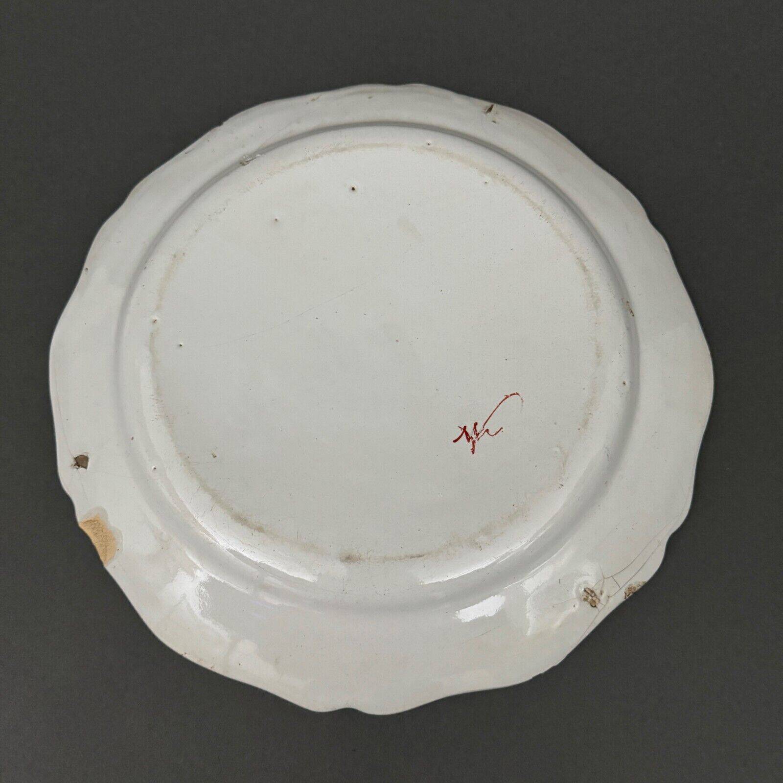 Large Rouen dish, 19th century, floral decoration