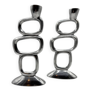 Paire de bougeoirs ''Circle'' - 1980s