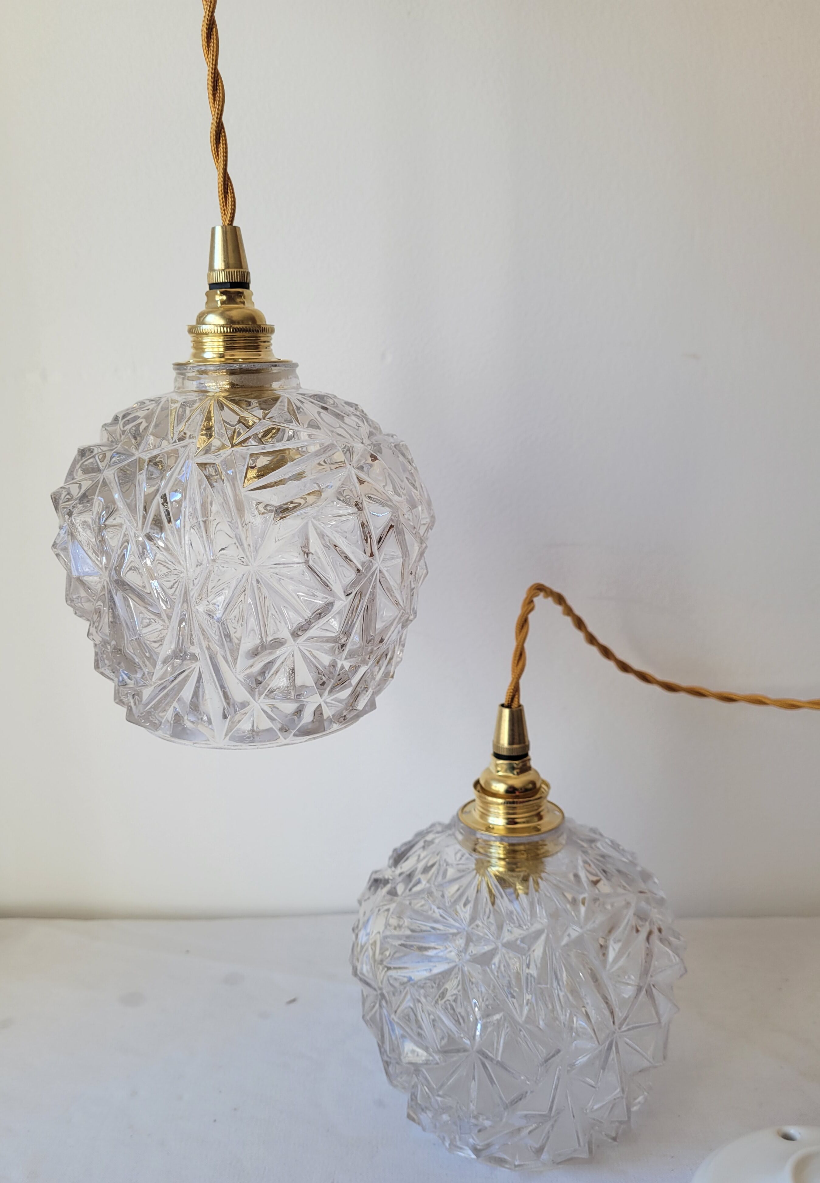 Duo de suspensions en verre moulé