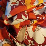 Nappe fleurs orange, 165x160 cm