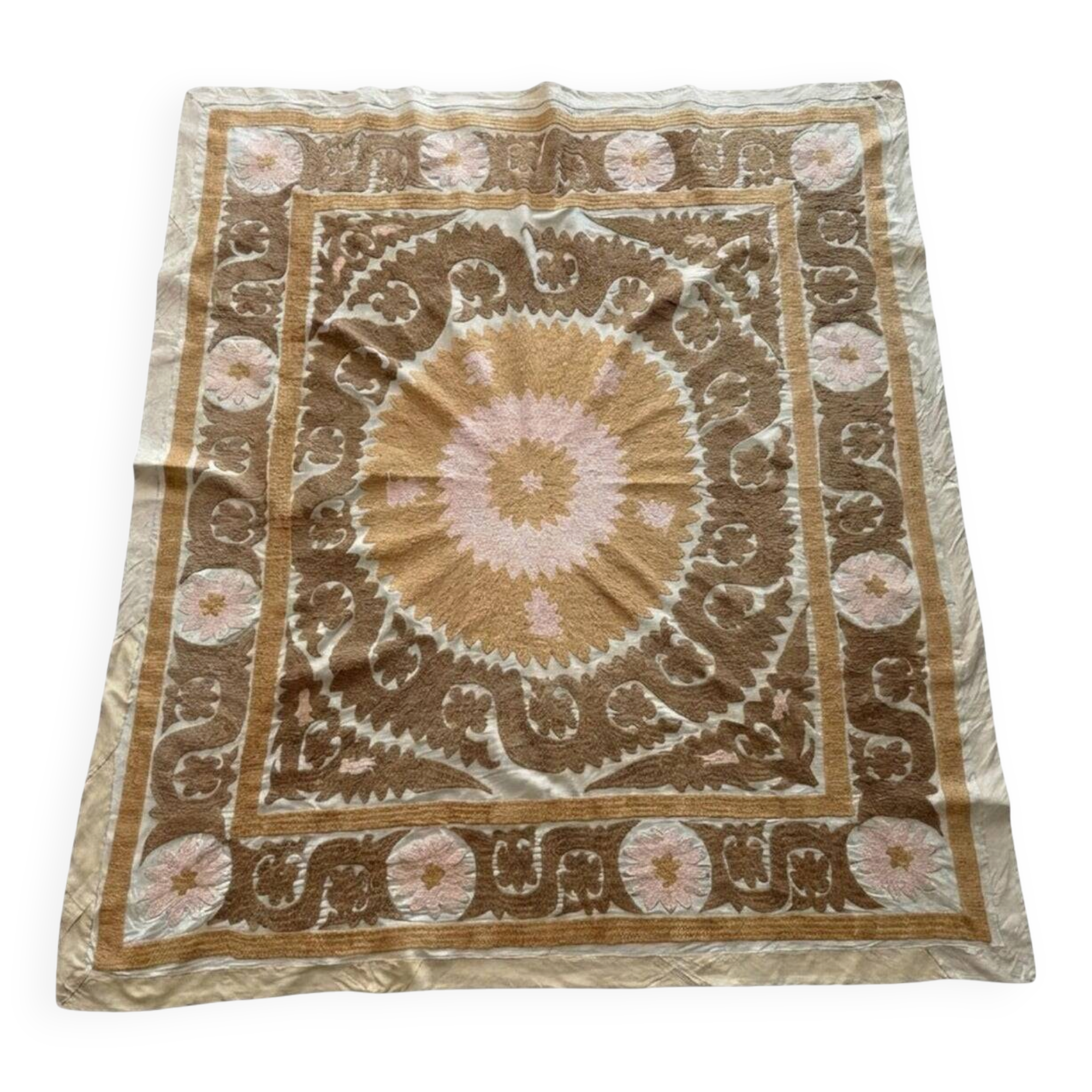 Vintage hand-embroidered tablecloth 136x158 cm