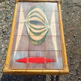 Vintage bamboo and earthenware coffee table signed jl gruer