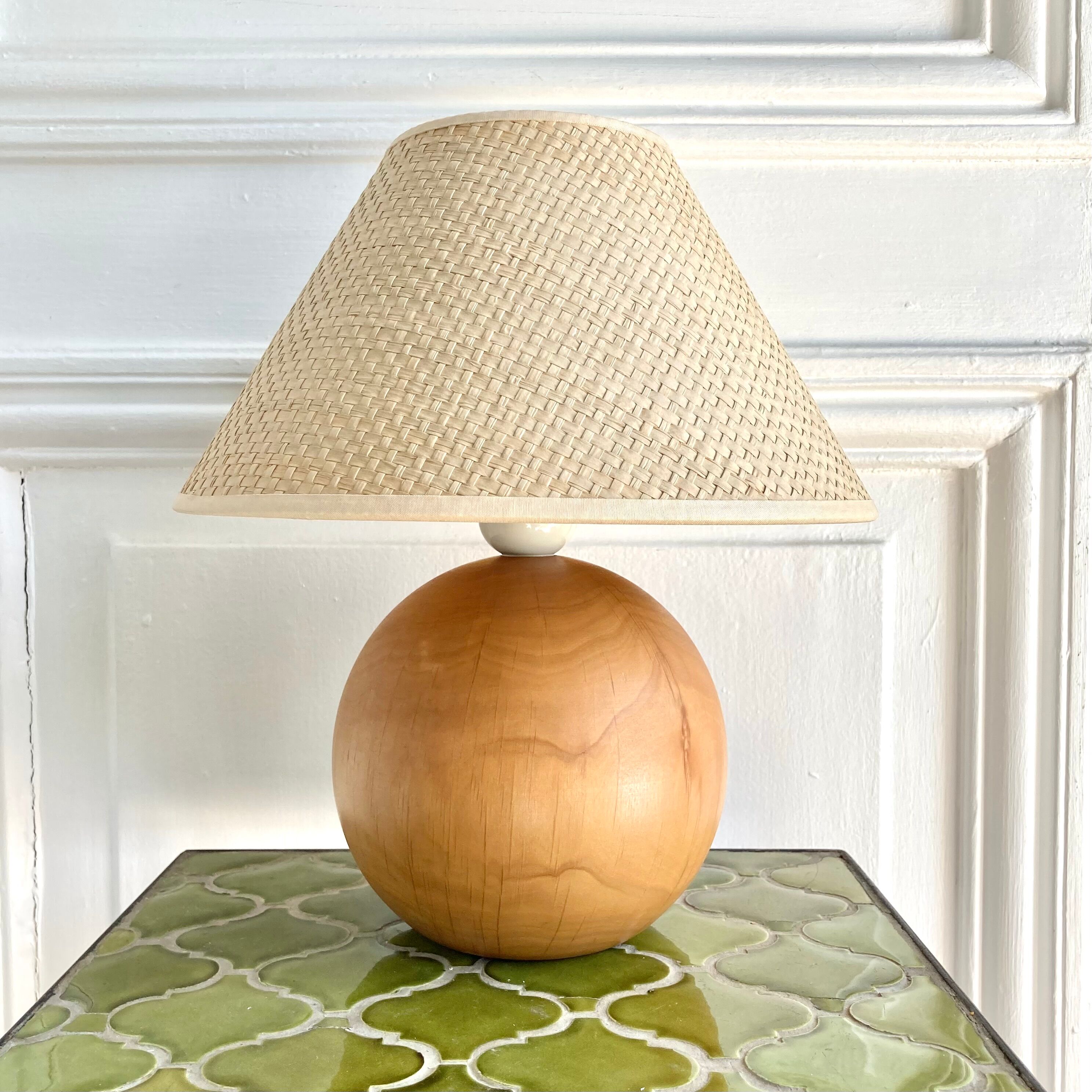 Blond wood ball lamp