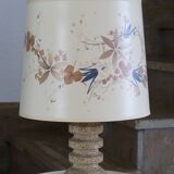 Lampe en pierre, abat-jour façon herbier, années 60