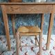French wooden stool and vintage straw