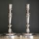 Pair of Christofle silver metal candle holders.
