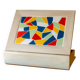 White wooden boxes decorated with Catalan trencadís style mosaics