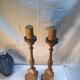 Pair of ancient carved gilded wood candlesticks - 18th century