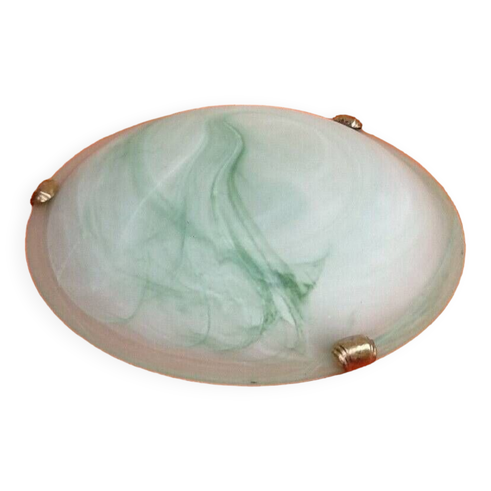 Wall lamp / ceiling lamp satin curved glass cover with marbled green effect