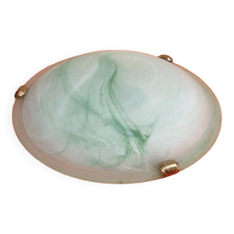 Wall lamp / ceiling lamp satin curved glass cover with marbled green effect