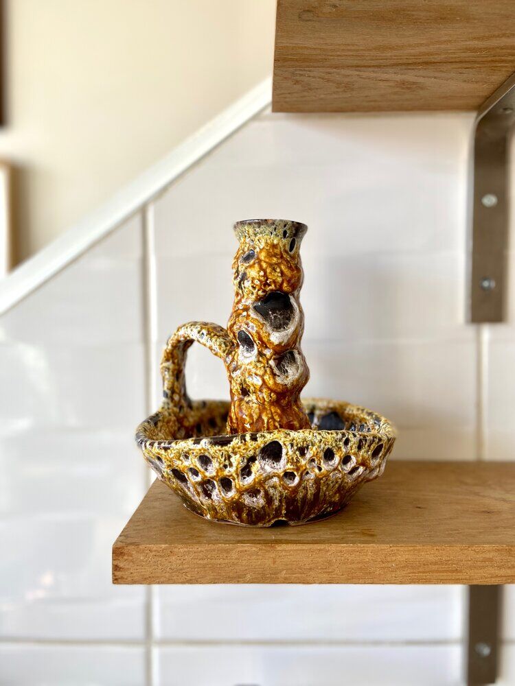Enamelled ceramic candle holder