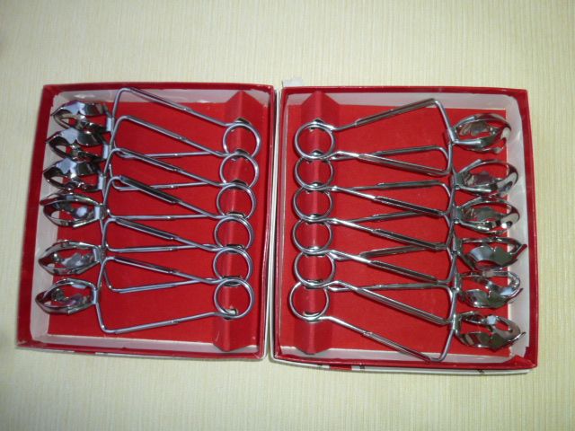 Set of 12 stainless steel snail clamps Létang and Rémy