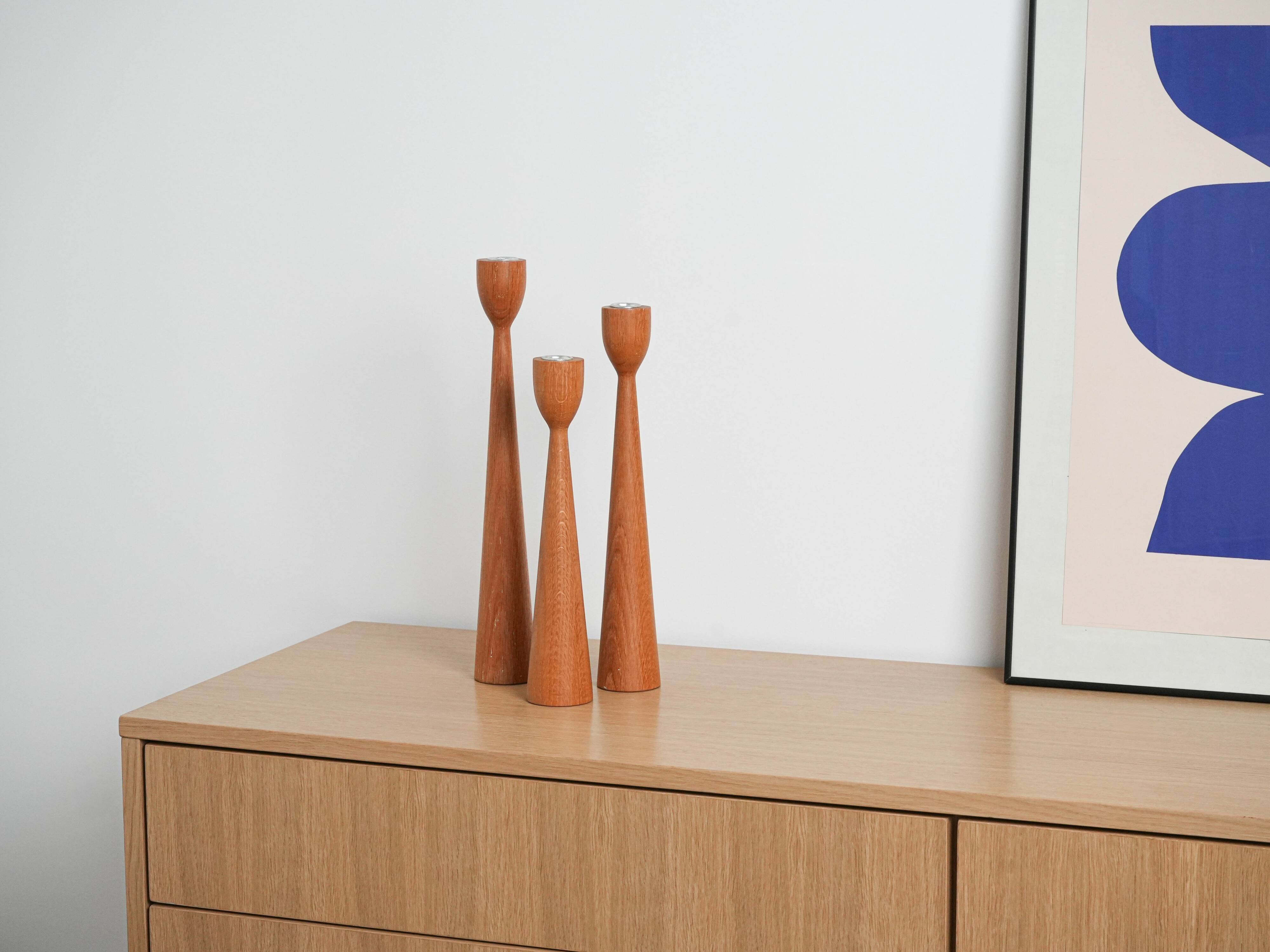 Teak candlestick, Danish design, 1970s, made in Denmark
