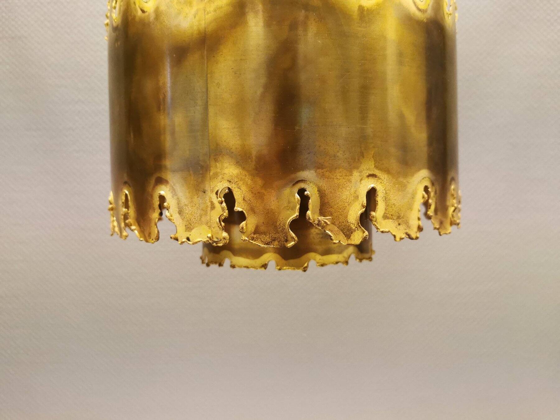 Brutalist brass hanging lamp, designed by Svend Aage Holm Sørensen Denmark