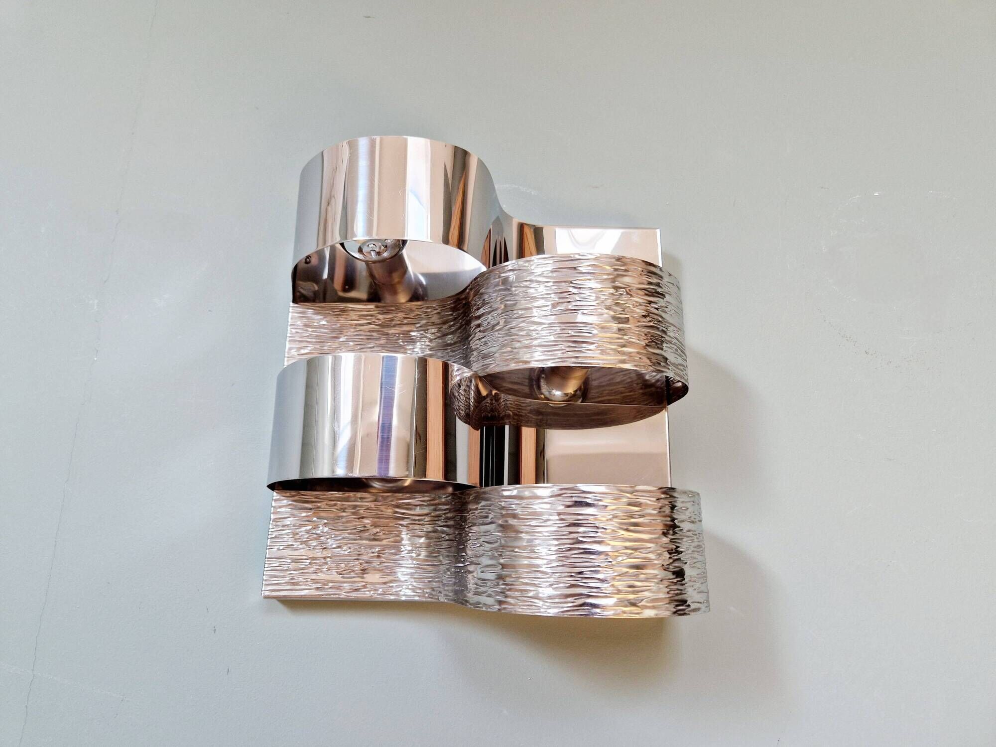 Chromed metal wall light, Goffredo Reggiani 1960s-70s